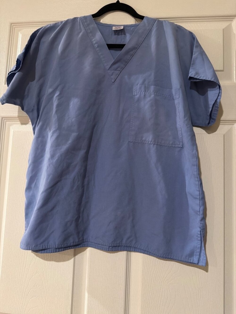 S.C.R.U.B.S. Light Blue V-Neck Medical Scrub Top With Pocket Size M